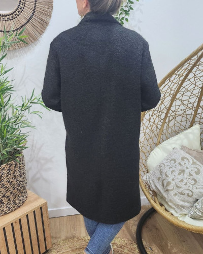 Manteau femme doublure léopard Jenny-Noir