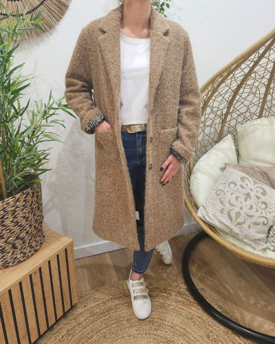 Manteau femme doublure léopard Jenny-Camel