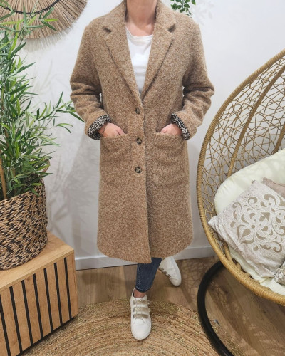 Manteau femme doublure léopard Jenny-Camel