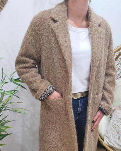 Manteau femme doublure léopard Jenny-Camel
