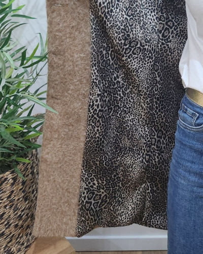 Manteau femme doublure léopard Jenny-Camel