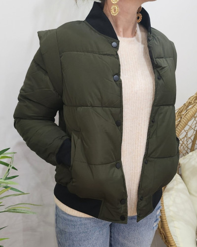 Doudoune kaki courte femme style bombers