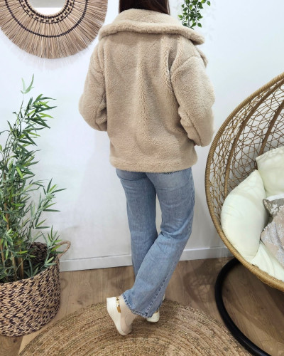 Manteau femme bouclettes beige Viola