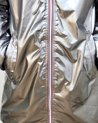 Parka femme argent réversible fausse fourrure grise Armanda