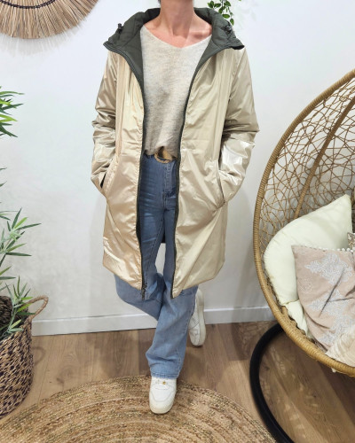 Parka femme kaki matelassée réversible dorée Victoria