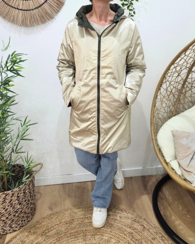 Parka femme noire matelassée réversible dorée Victoria