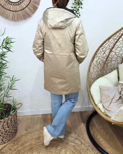 Parka femme noire matelassée réversible dorée Victoria