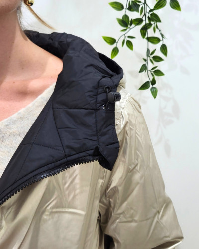Parka femme noire matelassée réversible dorée Victoria