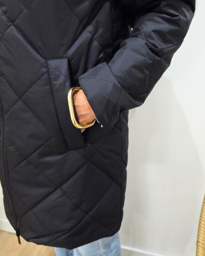 Parka femme noire matelassée réversible dorée Victoria