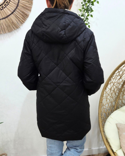 Parka femme noire matelassée réversible dorée Victoria