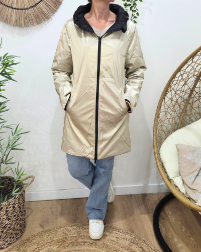Parka femme noire matelassée réversible dorée Victoria