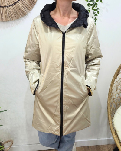 Parka femme noire matelassée réversible dorée Victoria