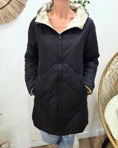 Parka femme noire matelassée réversible dorée Victoria