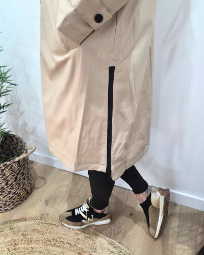 Parka femme longue esprit trench beige Nola
