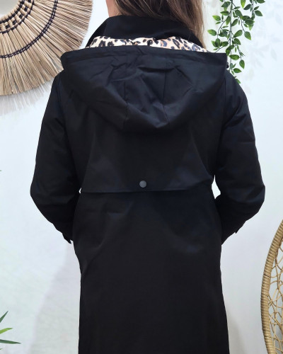 Parka femme longue esprit trench noire Nola