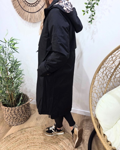 Parka femme longue esprit trench noire Nola