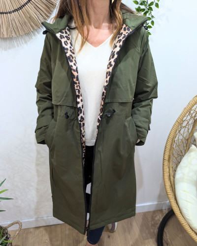 Parka femme longue esprit trench kaki Nola
