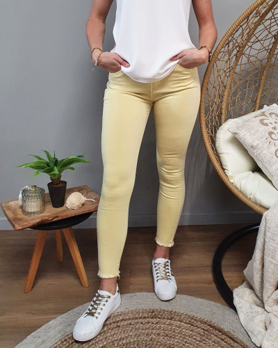 Pantalon jaune 7/8 skinny taille haute