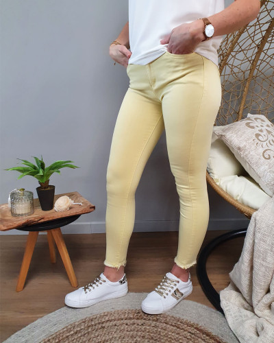 Pantalon jaune 7/8 skinny taille haute