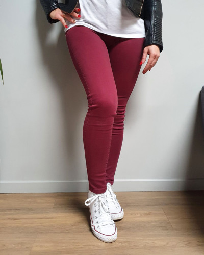 Pantalon rouge bordeaux skinny taille haute