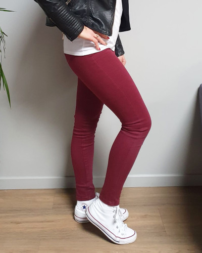 Pantalon rouge bordeaux skinny taille haute