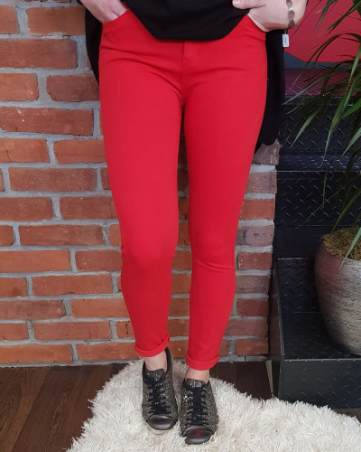 Pantalon rouge skinny taille haute