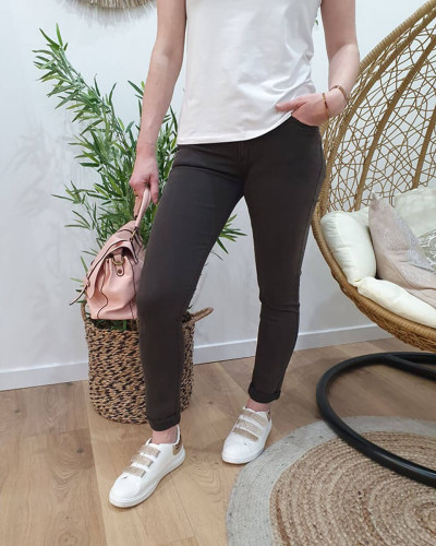 Pantalon marron taille haute on sale