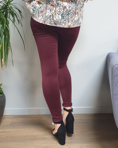 Pantalon slim prune taille haute 14552