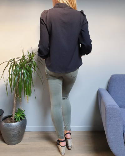 Pantalon slim kaki délavé taille haute