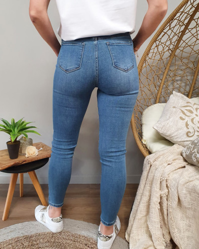 Jean skinny vintage blue super taille haute 16051