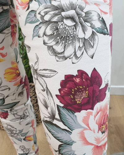 Pantalon femme shop à fleurs