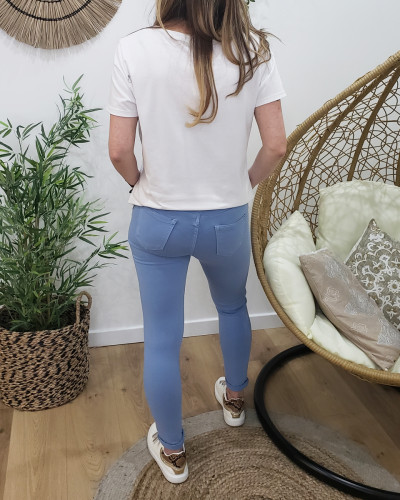 Pantalon femme bleu indigo skinny taille haute
