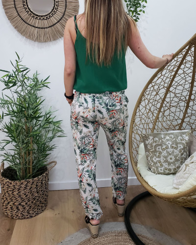 Pantalon fluide Marina blanc vert et rouge