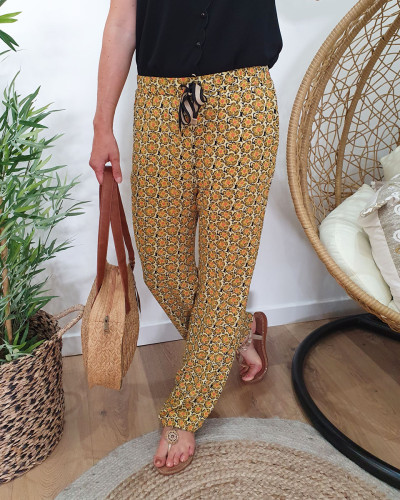 Pantalon femme fluide Amandine jaune