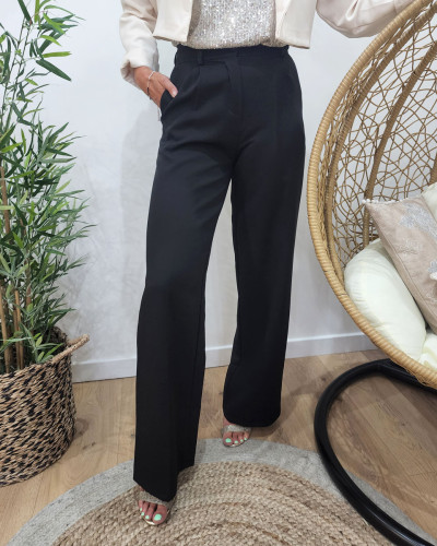 Pantalon femme noir taille haute
