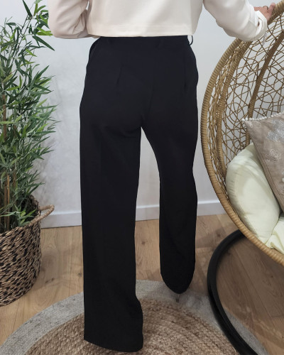 Pantalon femme noir taille haute