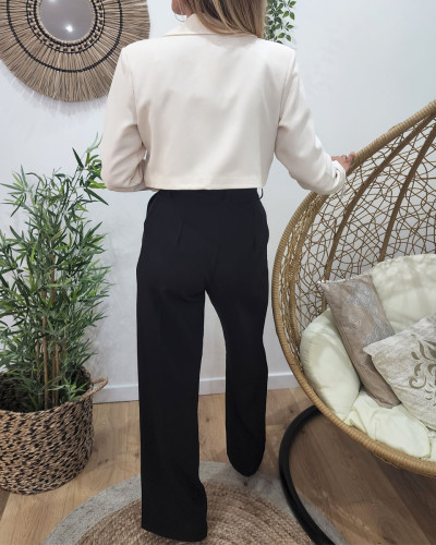 Pantalon noir large taille haute clearance
