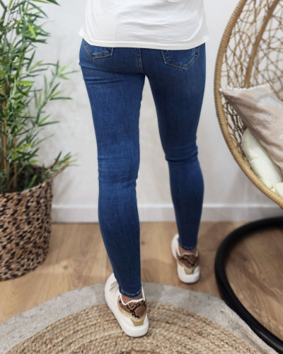 Jean femme effet usé skinny taille haute