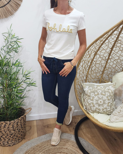 Jean boyfriend coupe confort bleu fonce 19824
