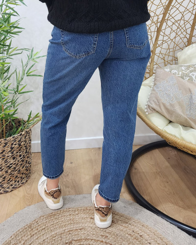 Jean femme mom large bleu