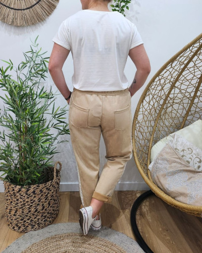 Pantalon femme jogg beige Carmen