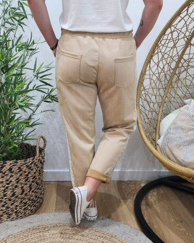 Pantalon femme jogg beige Carmen