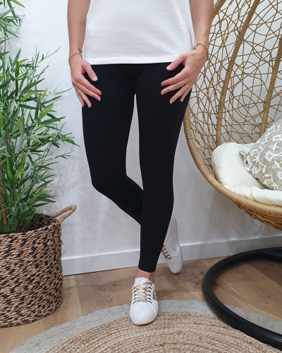 Legging femme noir slim taille haute ventre plat - 20499