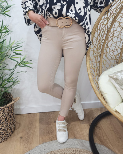 Pantalon femme beige skinny 7/8