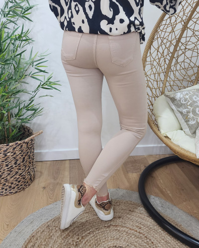 Pantalon slim beige femme clearance