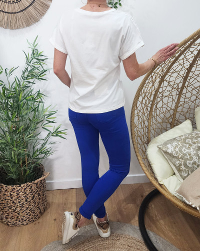 Pantalon femme bleu roi skinny