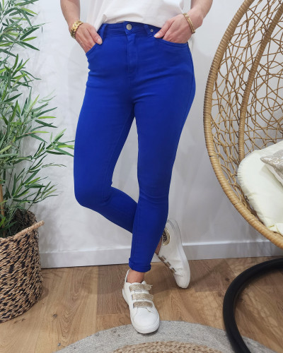 Pantalon femme bleu roi skinny