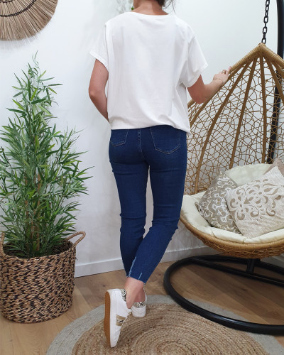 Jean femme bleu foncé coupe confort 7/8