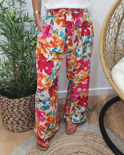 Pantalon femme fluide multicolore Malika