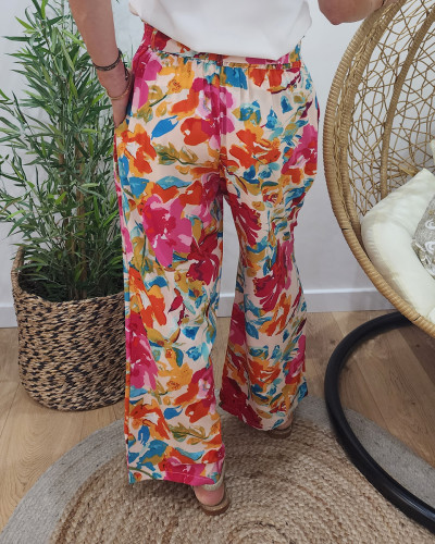 Pantalon femme fluide multicolore Malika